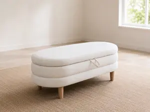White Calico living room Storage Ottoman