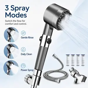 Powerful 2pack High Pressure 3 Modes Filter Shower Head Massage Spa Water Saving Handheld with ON/OFF Switch for Bathroom massaging