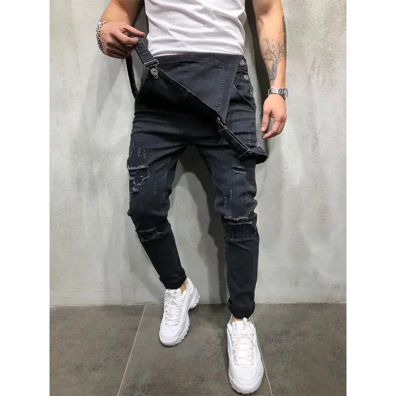 Black Denim Overalls for Men