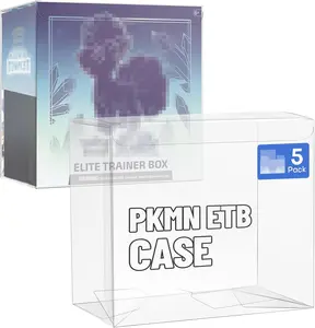 5 Pack Clear PKMN ETB Protector Case, PKMN Elite Trainer box Protector, PET Plastic Display Box Protector for Collectors Gifts Elite Trainer Boxes - 0.5mm Thick (Pack of 5)
