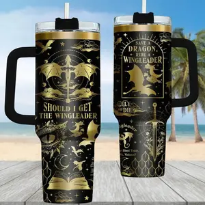 Fourth Wing 40oz Tumbler, Basgiath War College Tumbler For Fan, Dragon Booktok Drinkware Tumbler, Fantasy Dragon Cup For Book Lover