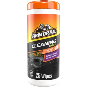 Car Interior Cleaner Wipes , Car Cleaning Wipes with Orange Cleans Dirt and Dust in Cars, Trucks and Motorcycles, 25 Count