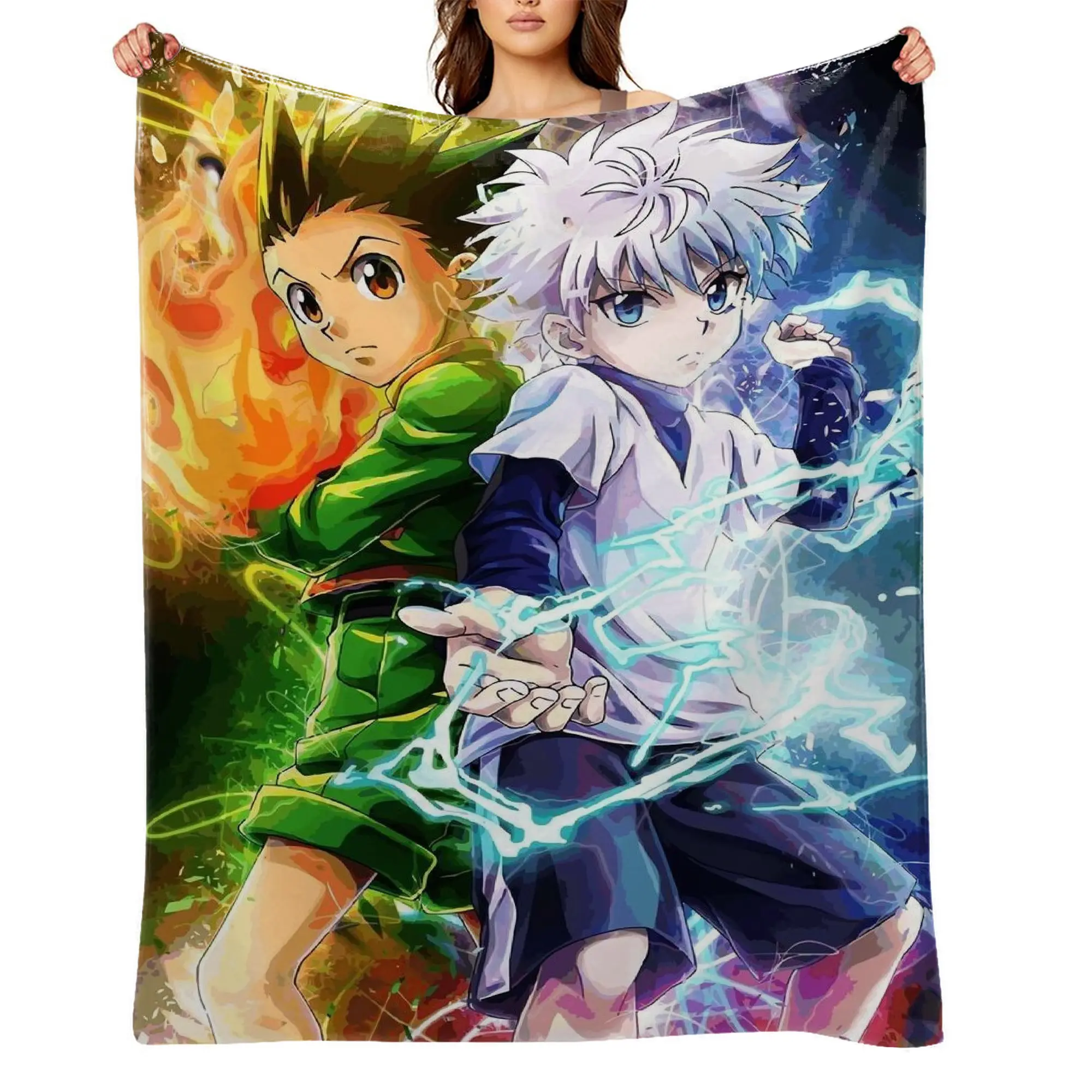 Licensed Hunter x Hunter Anime Flannel Fleece Throw Blanket (A-51) - Ultra Soft, Durable, Wrinkle Resistant, Anti-Shrink, Quick Dry, Machine Washable, Cold Cycle Wash Recommended - Lightweight for Adults, Ideal Gift for Kids