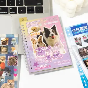 Kawaii Pet Scrapbook Stickers, 30 Sheets Cute Pet Sticker Book, 2 Styles Cat & Dog Aesthetic Stickers for Scrapbooking, Journaling, DIY Crafts, Kawaii Planner Stickers