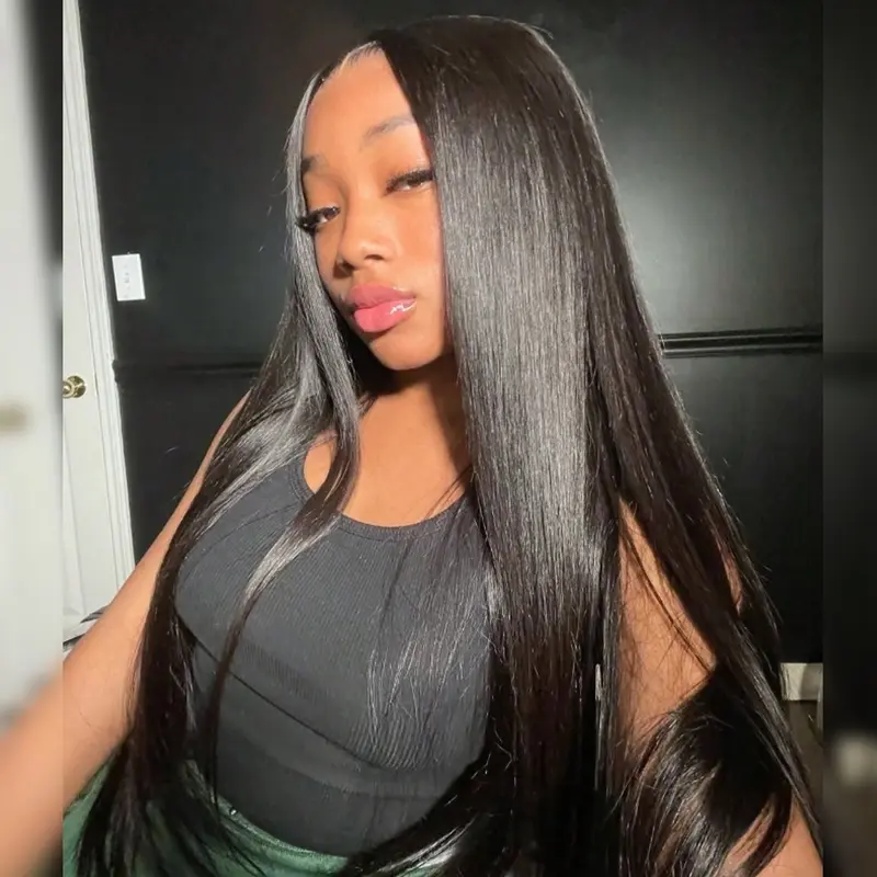Dachic Hair 13x6 HD Lace Frontal Straight Wigs Human Hair 180 Density HD Transparent Lace Front Wigs Human Hair Pre Plucked Lace Frontal Body Wave Wigs Natural Black Color for Women