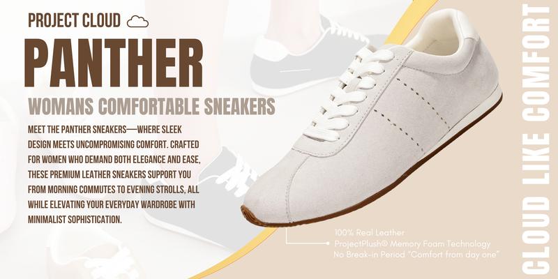 Project Cloud Women's | Lace-up Fashion Sneakers | Memory Foam | Lightweight | Non-Slip - Panther