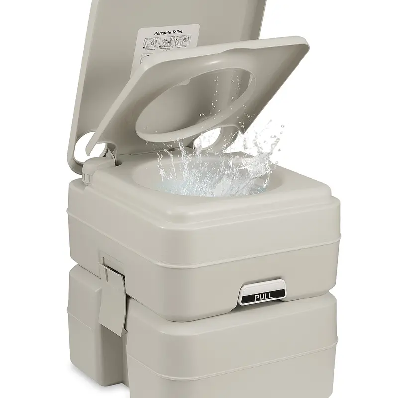 BODIOO Compact & Portable Leakproof RV Toilet - 5.3 Gal, 3.2 Gal Water, Carry Handle, HDPE/PP Wipe-Clean Corrosion-Resistant Camping Accessories for Adults (Great for RVs, Boats, Campsites)