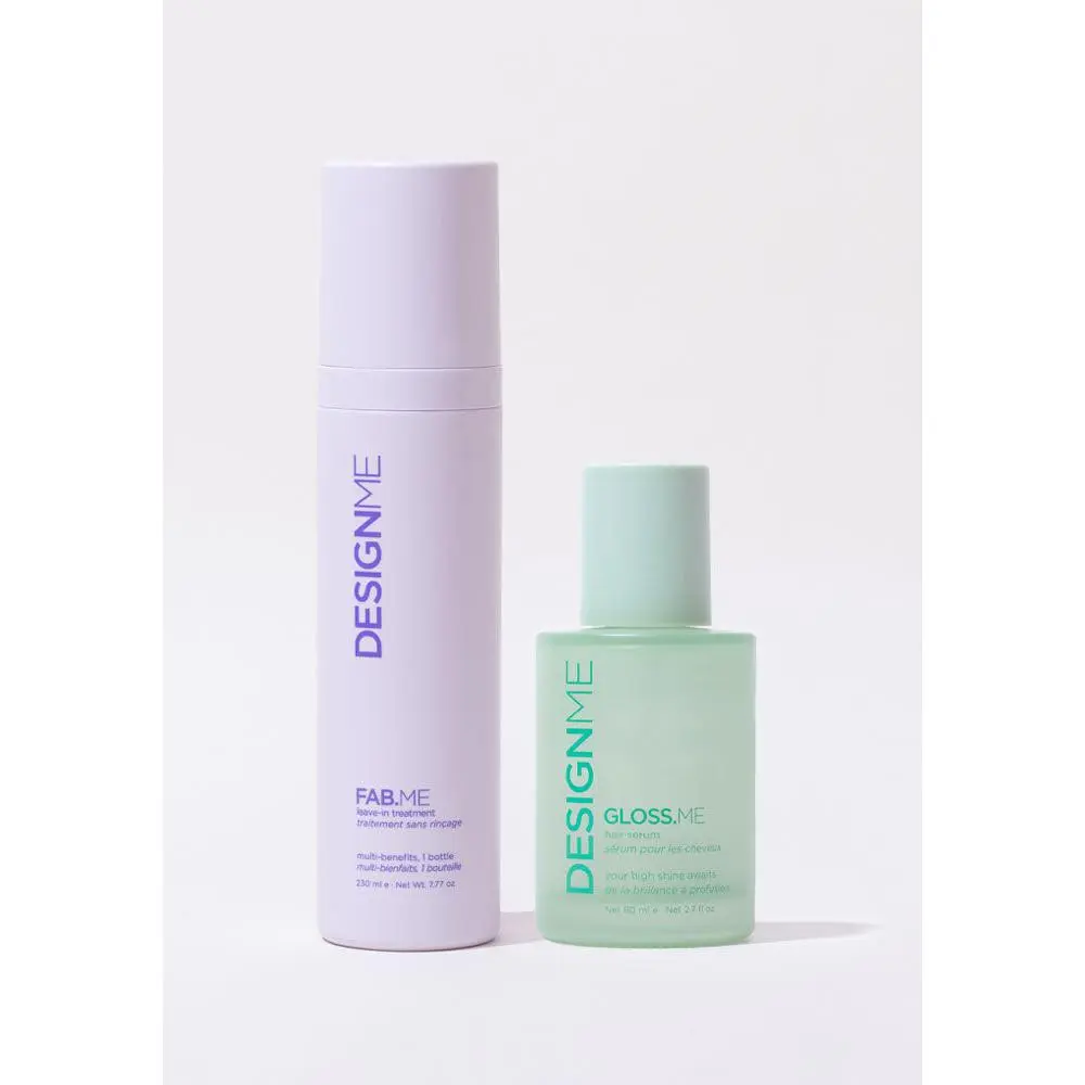 DESIGNEME Glossy Hair Duo - FAB.ME Leave-in Treatment 230ml & GLOSS.ME Hair Oil 80ml for Softening Strengthening and Frizz Control