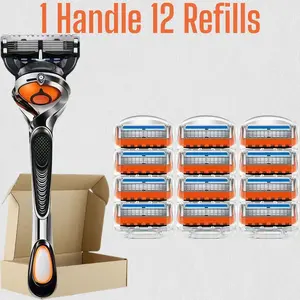 Men's Shaving Razor Set, 1 Blade Holder & 12/24/36/48 Replacement Blades, Shaver Razors, 5 Layer Progressive Blades, Stainless Steel, Durable, Waterproof, Razors Set