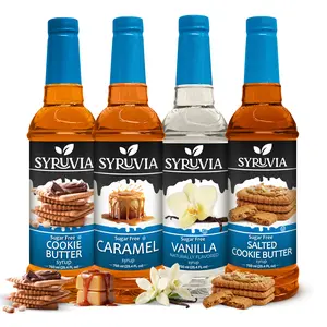 Syruvia Sugar Free Coffee Syrup Variety Pack – Cookie Butter, Caramel, Vanilla & Salted Cookie Butter Flavors – Gluten-Free, Kosher, 25.4 fl oz – Perfect for Coffee, Lattes, Tea & Desserts (4-Pack)