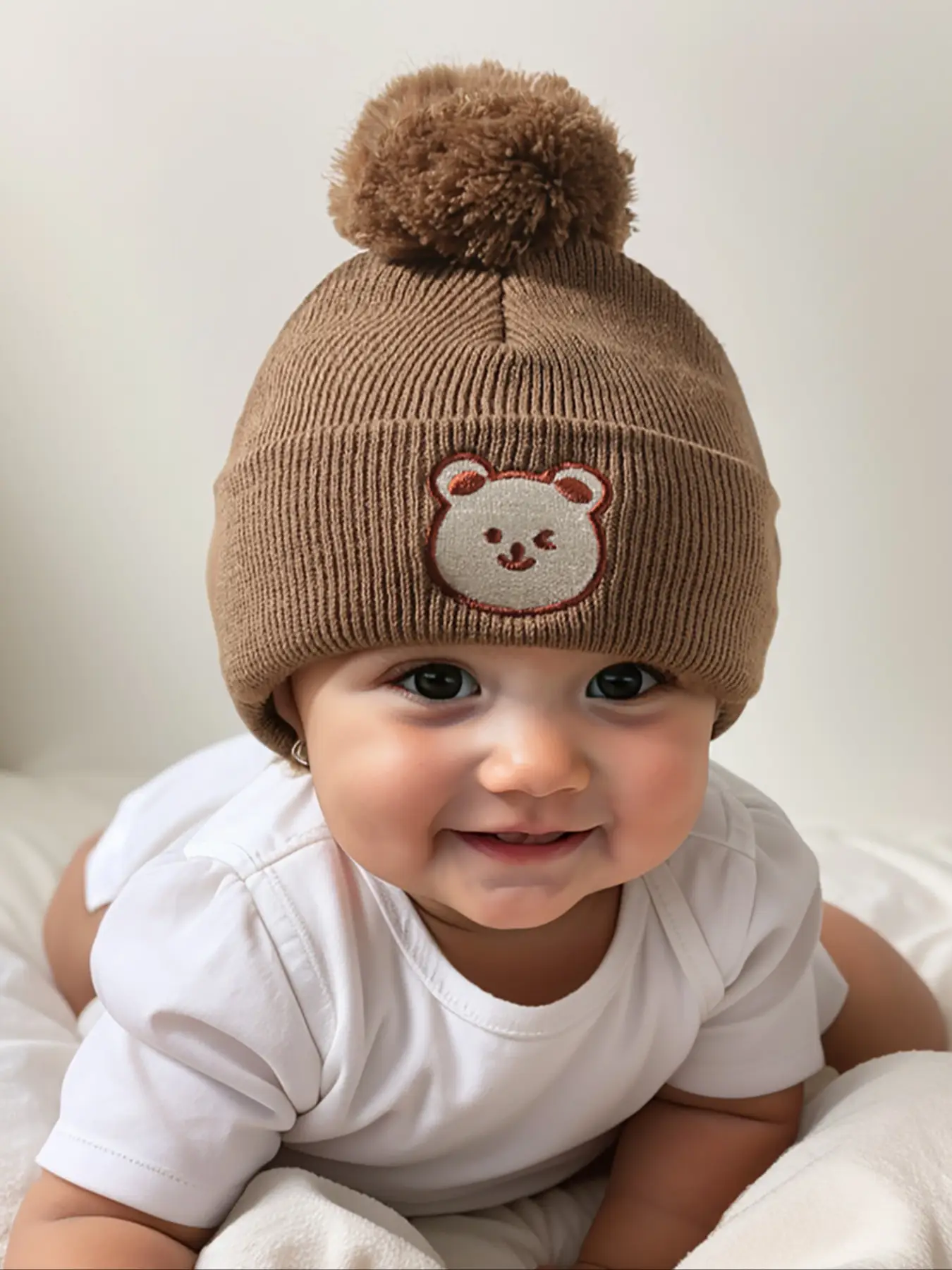 Knitted Cute Hat for Newborns & Toddlers, Warm Winter Beanie for Outdoor Use, Casual Style Daily Commute Cap, Suitable for Fall & Winter