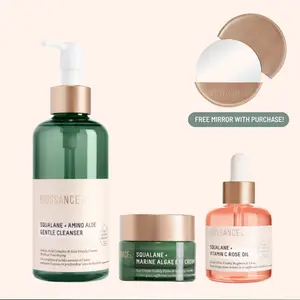 Biossance The Bump Approved Must-Have Skincare Set – Vitamin C Rose Oil, Amino Aloe Gentle Cleanser & Marine Algae Eye Cream – Pregnancy-Safe Glow & Hydration Essentials