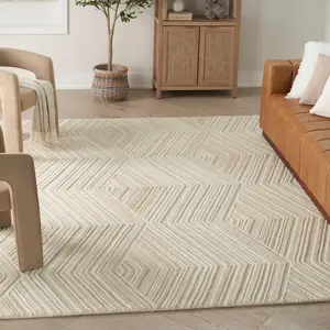 Nourison Graceful Modern Wool Fiber Indoor Rug - Geometric Shape, Handmade Look, Wool Area Rugs for Bedrooms