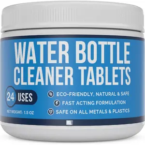Water Bottle Cleaner - Water Bottle Cleaning Tablets & Reservoir Bladder Cleaner Tabs (24 Tablets) - Tumbler, Dispenser, Hydration Pack Washer -