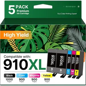 910XL Ink Cartridges for  Printers Replacement for  910XL Ink Cartridges Combo Pack HP910XL/910 Multipack XL Color for OfficeJet 8010 8015 8018 8022 Pro 8020 8025 8028 8035 Printer (5 Pack)