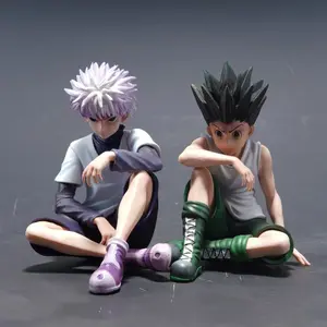 Hunter X Hunter Anime Statue, Sitting Killua & Gon Gk PVC Figure, 2D Desktop Ornament, Trendy Toy Model, Collectible Figurine