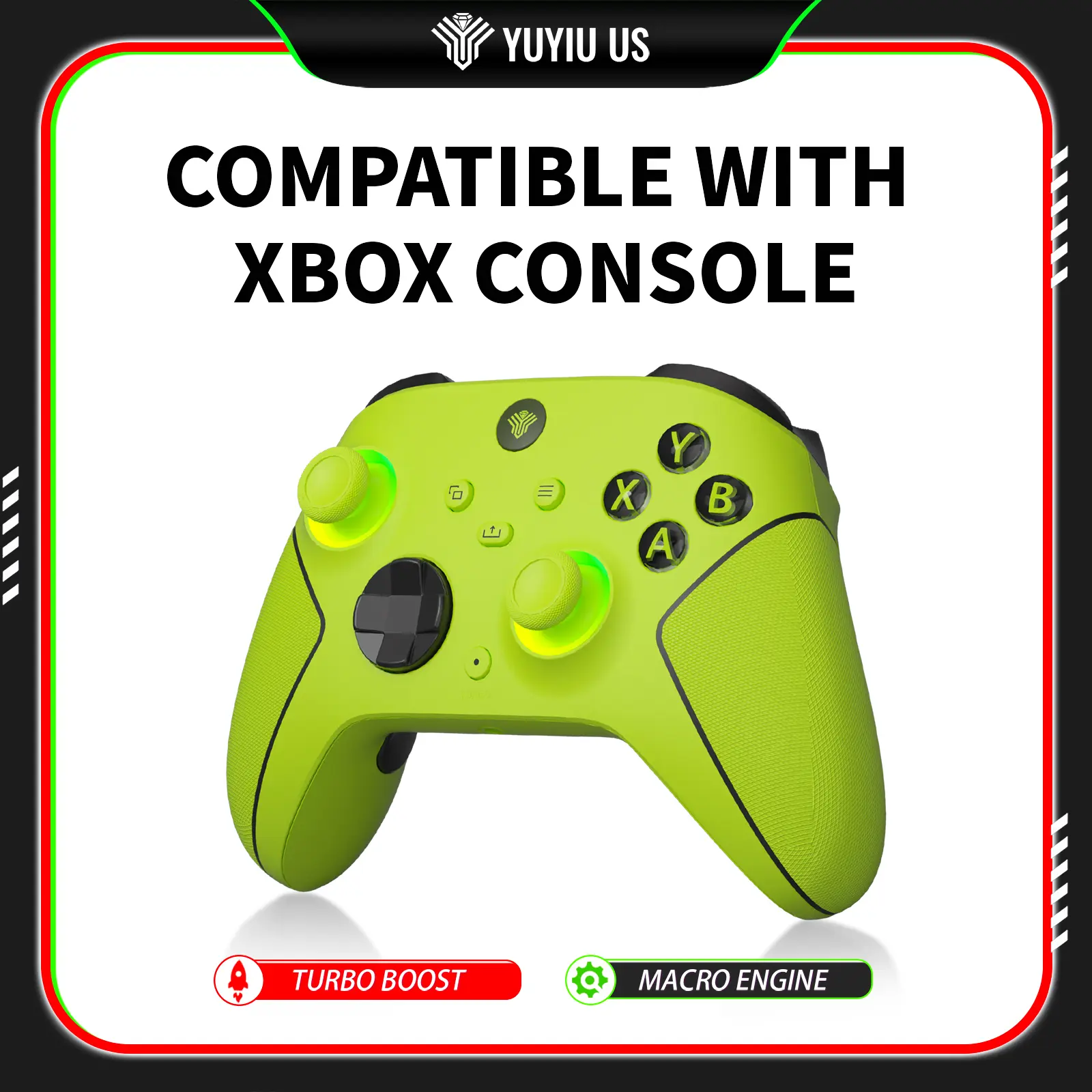 YUYIU Anti Stick Drift Wired/Wireless Gamepad - Hall Effect Joystick Wireless Game Controller with Precise Control for Xbox Series X|S, Xbox 1, PC & Steam, Dual-Mode Triggers, 6-Axis Gyro, 1000Hz Polling, Turbo, 3.5mm Jack, Gamer Gift