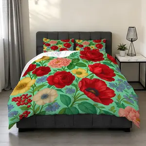 2/3Pcs Colorful Floral Pattern Decorative Duvet Cover Set(1*Duvet Cover+1/2* Pillowcase,No Filling),High-Definition Digital Printing,100% Polyester Fiber,Perfect Gift For Family And Friends During Festivals,Suitable For All Year Round!