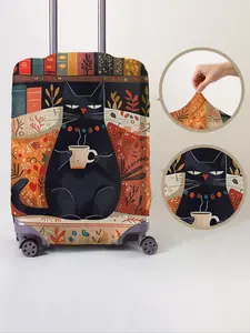 Random Cat Pattern Travel Luggage Protector, Dust-proof Travel Accessories for Women & Men, Elastic Luggage Cover for Travel