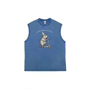 Unisex Off To Cause A Kerfuffle Graphic Muscle Tee Acid Wash Sleeveless Shirt Weirdcore Goblincore Absurdist Animal Meme Unhinged Humor Top