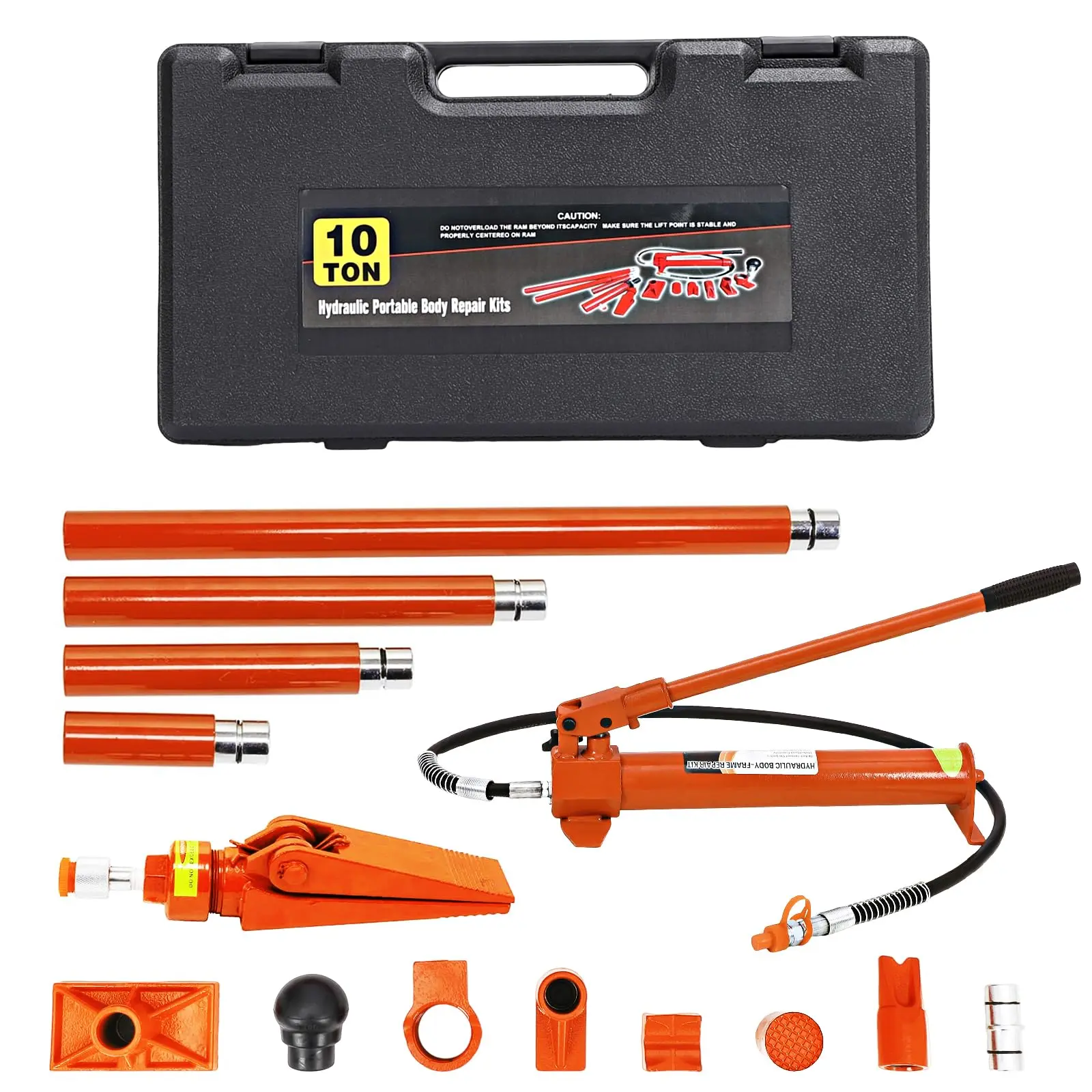[Football Fan SeasonDeal] 10 Ton Porta Power Kit, Heavy Duty Hydraulic Auto Body Frame Repair Kit, Hydraulic Porta Power Set with Portable Storage Case for Cars, Trucks, SUVs & More, Orange