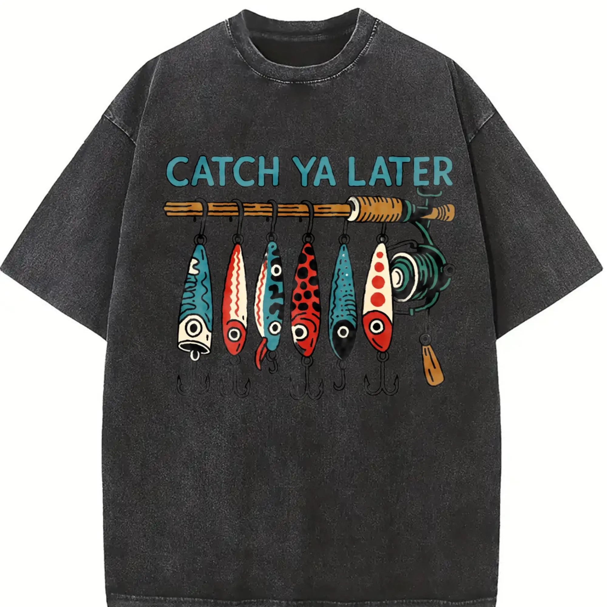 Men's 2 Piece Fishing Graphic Sleeveless Tank Top & Shorts Set, Casual "Catch Ya Later" Print Summer Outfit.