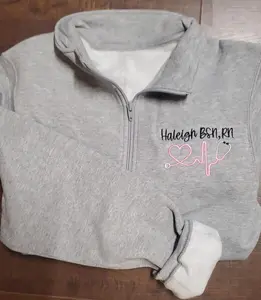 [Note to seller your CUSTOM] Monogram Nurse Quarter Zip Sweatshirt, Nurse Jacket, Gift for Nurses, Graduation Gifts, Heartbeat Nursing Sweatshirt, Quarter Zip