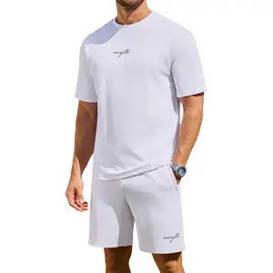 Lexiart Mens 2 Piece Summer Outfit Set - Midweight Moisture Wicking Oversize Casual T-Shirts & Shorts with Zippered Pockets