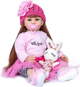 Reborn Doll 22 Inches Vinyl Lifelike Growing Hair Princess Doll Soft Body Can Sit Can Stand Real Life Companion for Gifts Christmas Halloween Birthday Children Over 3 Years Old