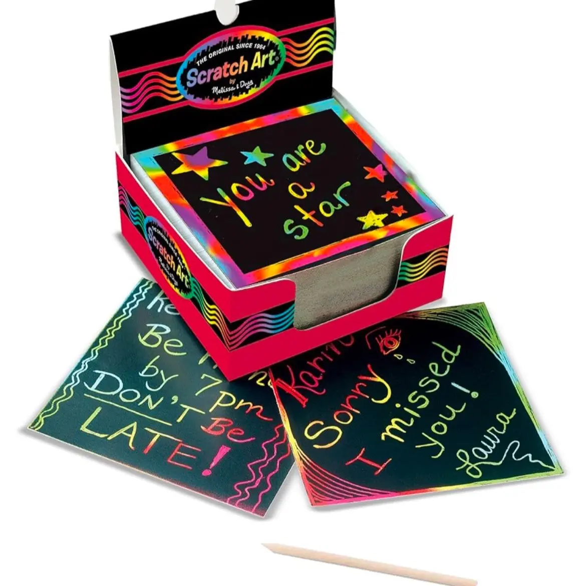 Scratch Art Rainbow Mini Notes (125) With Wooden Stylus book note