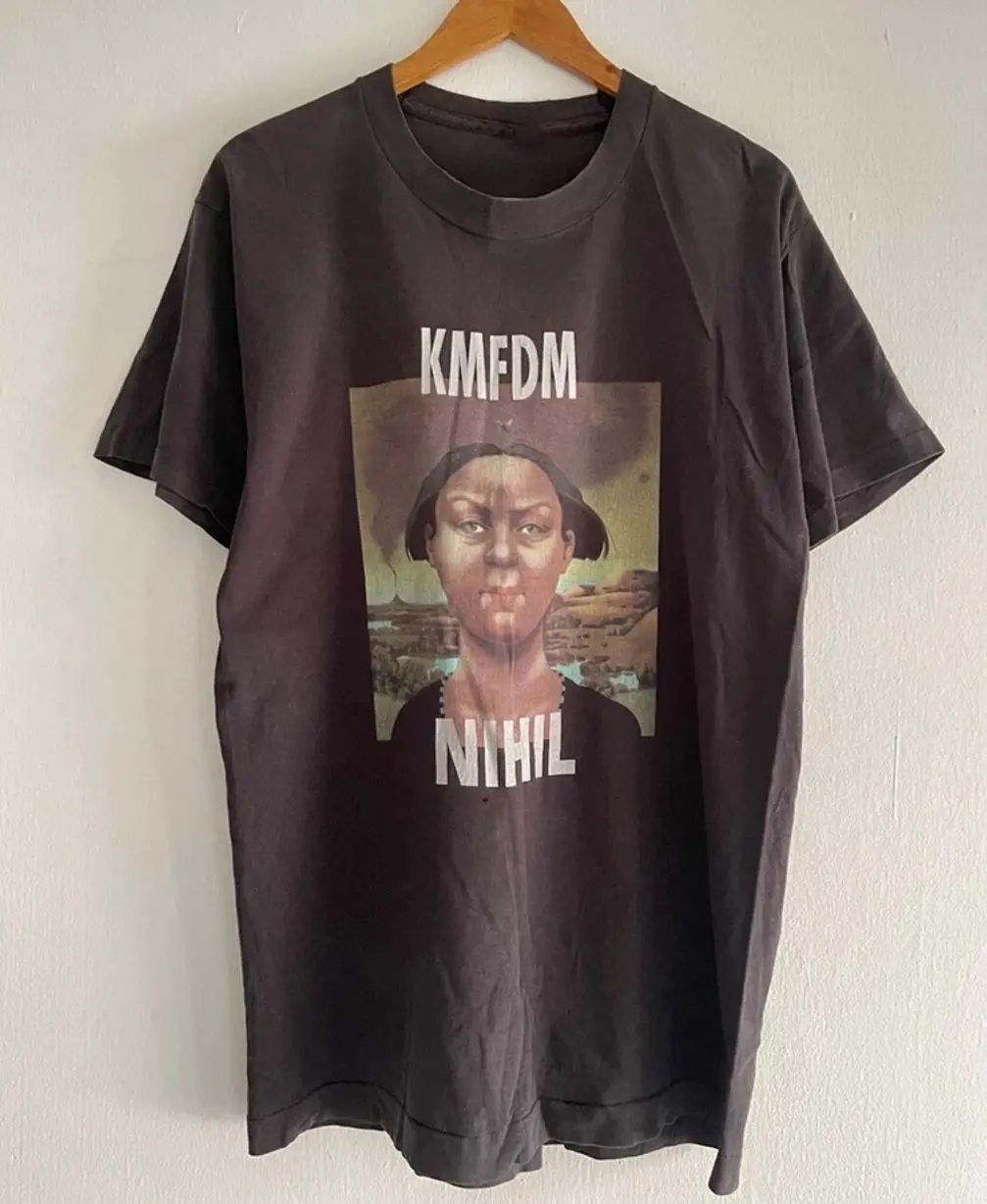 KMFDM Band Nihil Music Adult Shirt Dark Chocolate Short Sleeve Tee QX0241 9