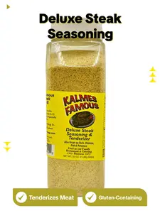Kalmes Famous Deluxe Steak Seasoning & Tenderizer, 32 oz Bottle, High-Quality Todd's BBI Salt Spice Blend for Juicy Meat