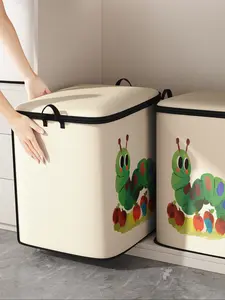 Cute Caterpillar Print Thick Blanket Storage Bag, Durable Material, Easy Carry Handles, Perfect for Home Use, Store Blankets & Toys