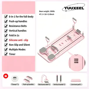 Pilates Board,Foldable PilaBoard, Abdominal Training Board, Core Ab Trainer, Stomach Workout Equipment, Abs Workout Gear with Timer, Push-Up Handles, Knee Mat for Home Fitness, Strength Training