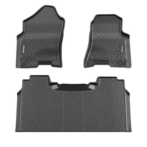 GARVEE Floor Mats for 2019-2024 Dodge Ram 1500 Crew Cab New Body (Not for Classic Models) with Rear Under Seat Storage Box, TPE All Weather Custom Fit Front 1st & 2nd Row Floor Mats Liner