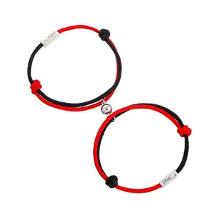 Couples Bracelets with Magnets, Love, Anniversary, Birthday Gift, Friendship, Different Matching Charms or Initials Jewelry Adjustable