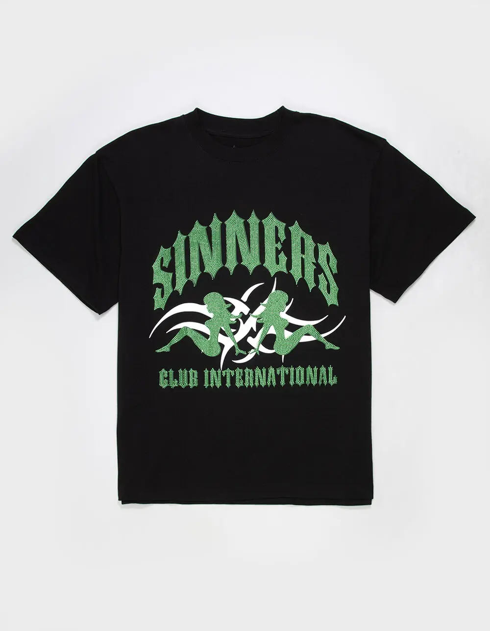 ALPHA COLLECTIVE Sinners Club Rhinestone Mens Boxy Tee