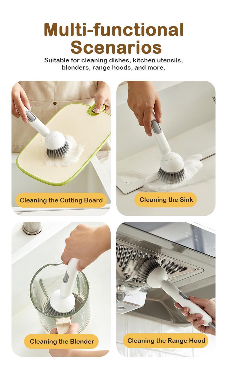 6-in-1 Dish Brush with Detergent Dispenser 360° Rotating Scrubber for Pots Pans Dishes & Utensils Adjustable Angles Non-Slip Grip Handle Durable PET Bristles Ergonomic Design Anti-Slip Grip Integrated Soap Dispenser 6-in-1 Dish Brush with Detergent Dispenser 360° Rotating Scrubber for Pots Pans Dishes & Utensils Adjustable Angles Non-Slip Grip Handle Durable PET Bristles Ergonomic Design Anti-Slip Grip Integrated Soap Dispenser