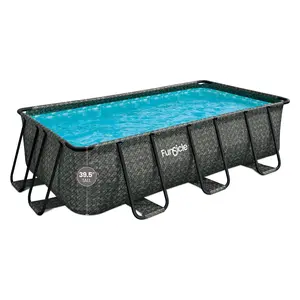 Funsicle 13 Ft Oasis Designer Lap Above Ground Pool w/ Pump, Dark Herringbone
