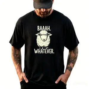 Funny sheep quotes and humorous satirical T-shirts, men's T-shirts, casual wear, humorous clothing, graphic T-shirts, fun prints, comfortable fit, crew neck tops.
