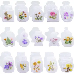 Dried Flower Bookmarks  30 count Bottle Shape  DIY Clear Pressed Floral Page Markers Clips for Student Reading (Mixed Styles)