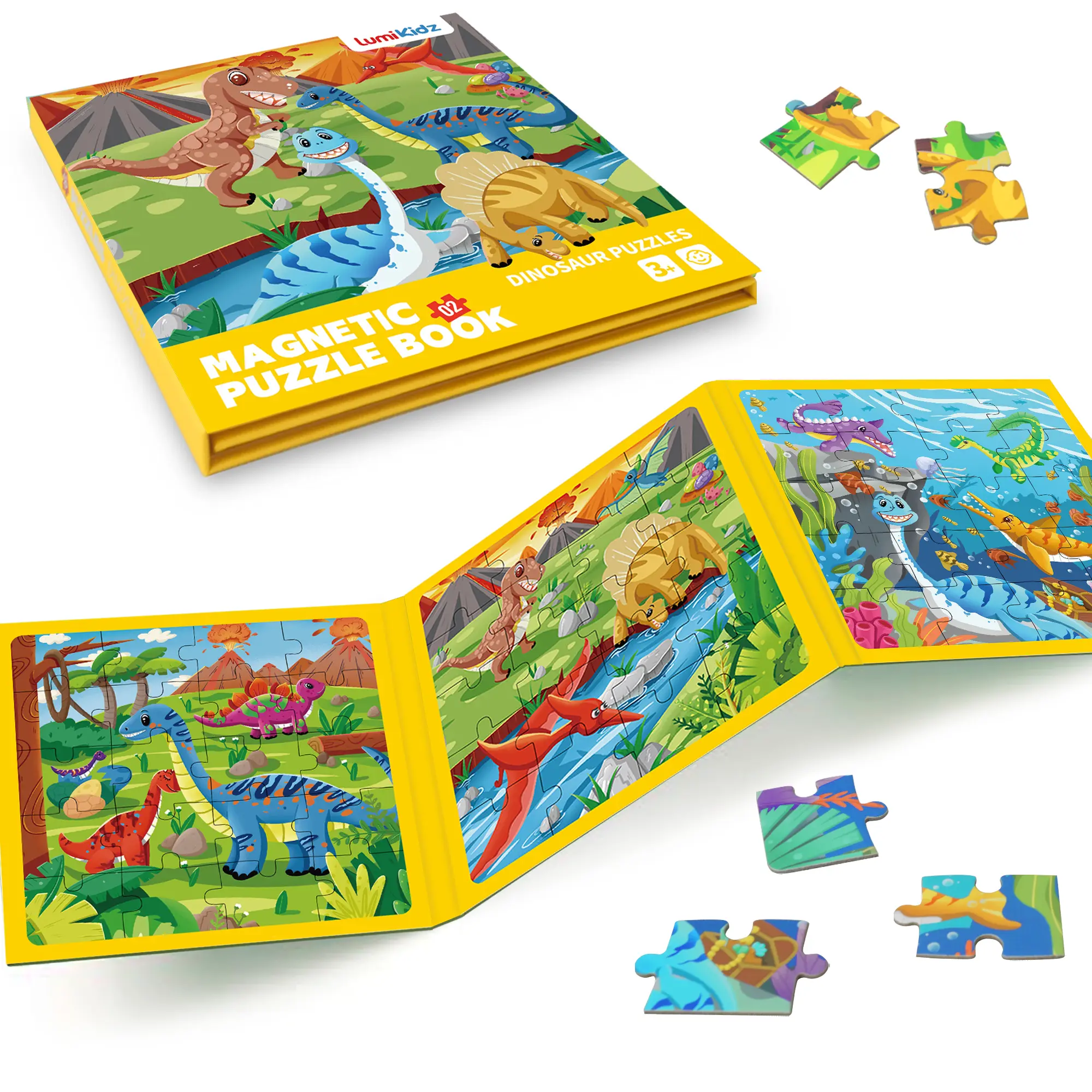 [SummerFinds]LumiKidz Magnetic Puzzles for Kids Ages 4-6 - 60 Pieces Sudoku Toddler Puzzles Ages 2-4 - Travel Games for KidsAges 3-5 - Dinosaur Toddler Travel Toys -Car Airplane Road Trip Games summerwins