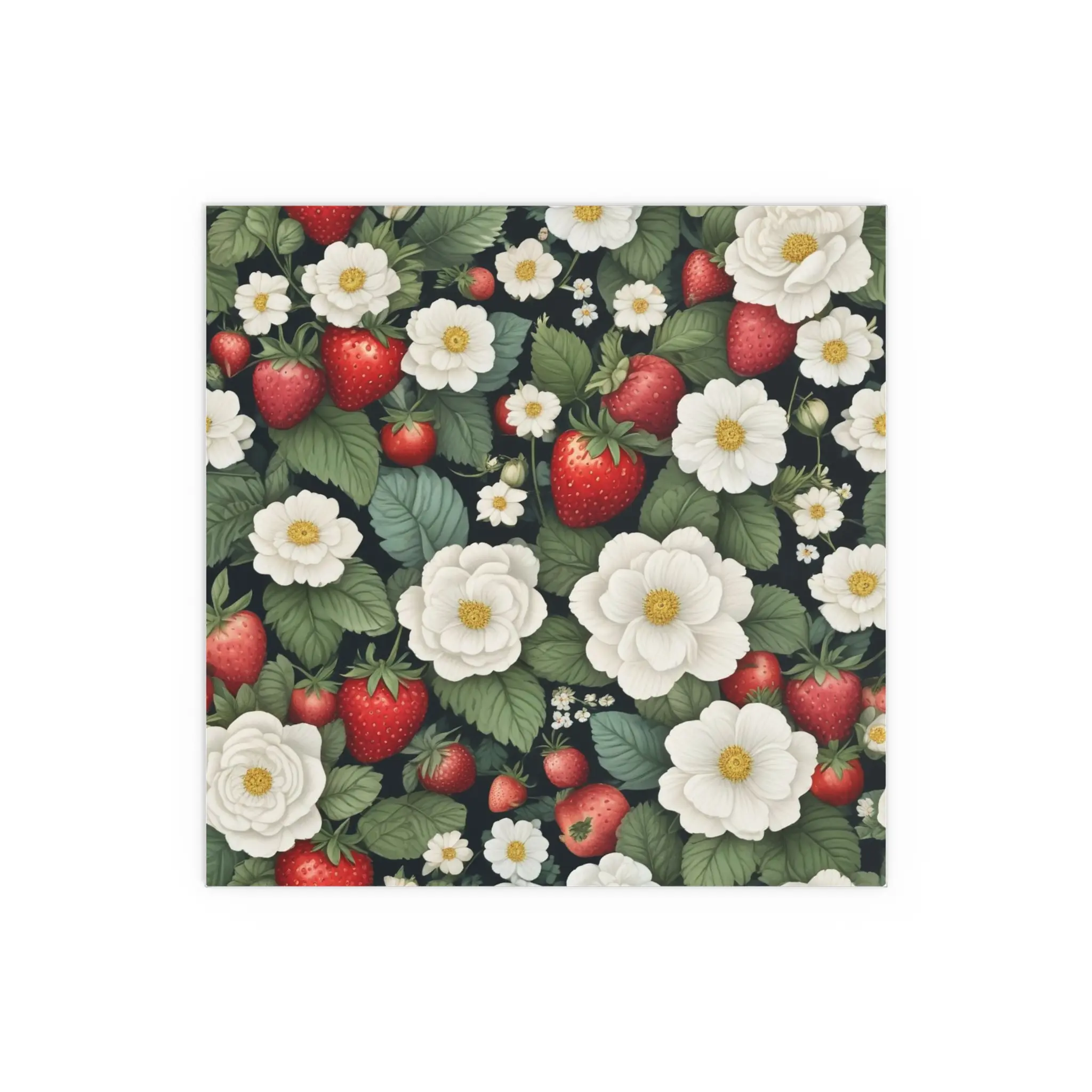 Elegant Floral Silk Poster, strawberry & Rose Design