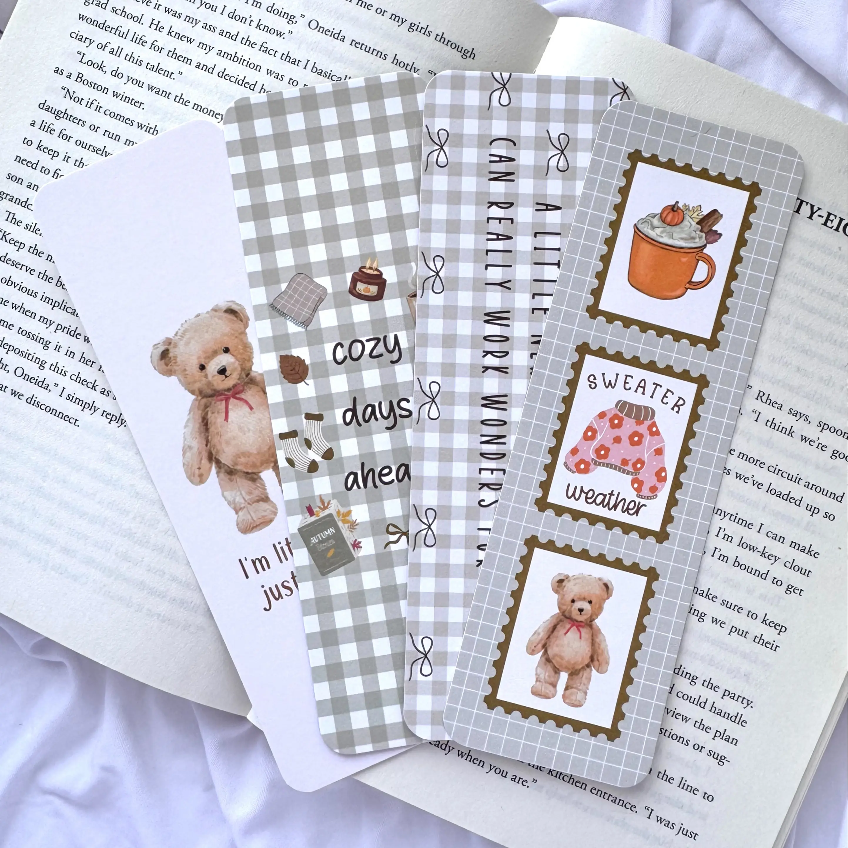 Cozy Autumn Bookmark Set | Fall Bookmark Bundle for Book Lovers | Cute Reading Accessories | Set of 4 Bookmarks