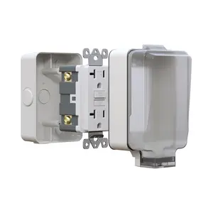 20 Amp GFCI Outdoor Power Socket Box, IP66 Waterproof Lockable Enclosure, Outdoor Power Socket Box, Weatherproof and Tamper-Proof GFCI Socket, Suitable for Garden, Courtyard, UL Certified