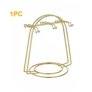 Metal teacup and saucer display rack, arched 6-cup and saucer gold rack for coffee cup countertop storage, 1 piece Display Riser