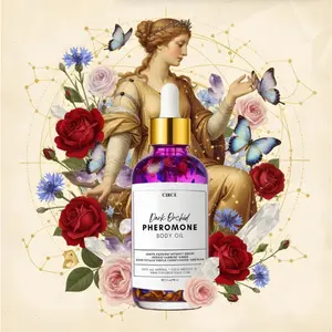 Dark Orchid Pheromone Body Oil 4oz | Orchid, Jasmine & Amber Scent Rose Petals, Blue Cornflower & Black Obsidian