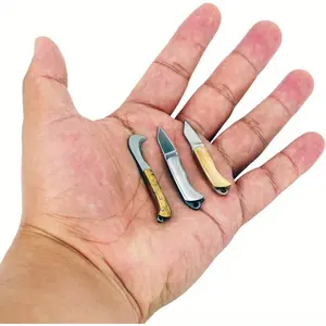 Novel small packaging box cutter, micro folding knife with brass housing. 2-inch EDC outdoor 3-piece kit, suitable daily carry and adventures. Can be used as key pendant, ideal opening packages. for