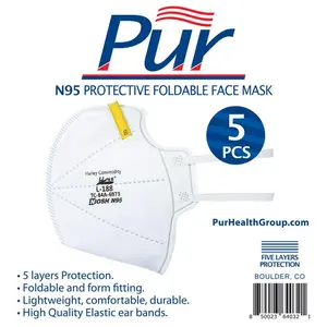Pur 2020054 N95 General Purpose Face Mask, White - One Size - Pack of 5, N95 Mask
