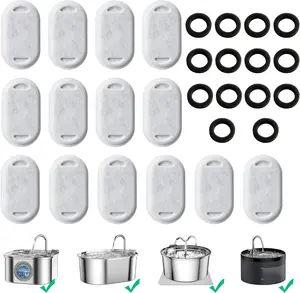 Cat Water Fountain Replacement Filters — 28-Piece Triple-Filtration Set (Including Activated Carbon Filters and Pre-Filter Sponges), Compatible with Pet Water Fountains (Contains 14 Filter Cartridges and 14 Sponges)